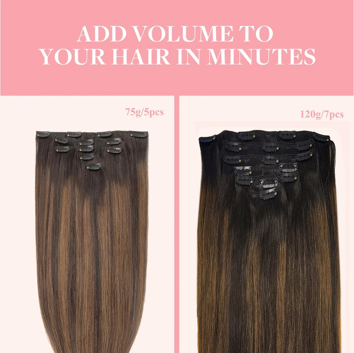 Clip In Human Hair Extensions Straight Natural Light
