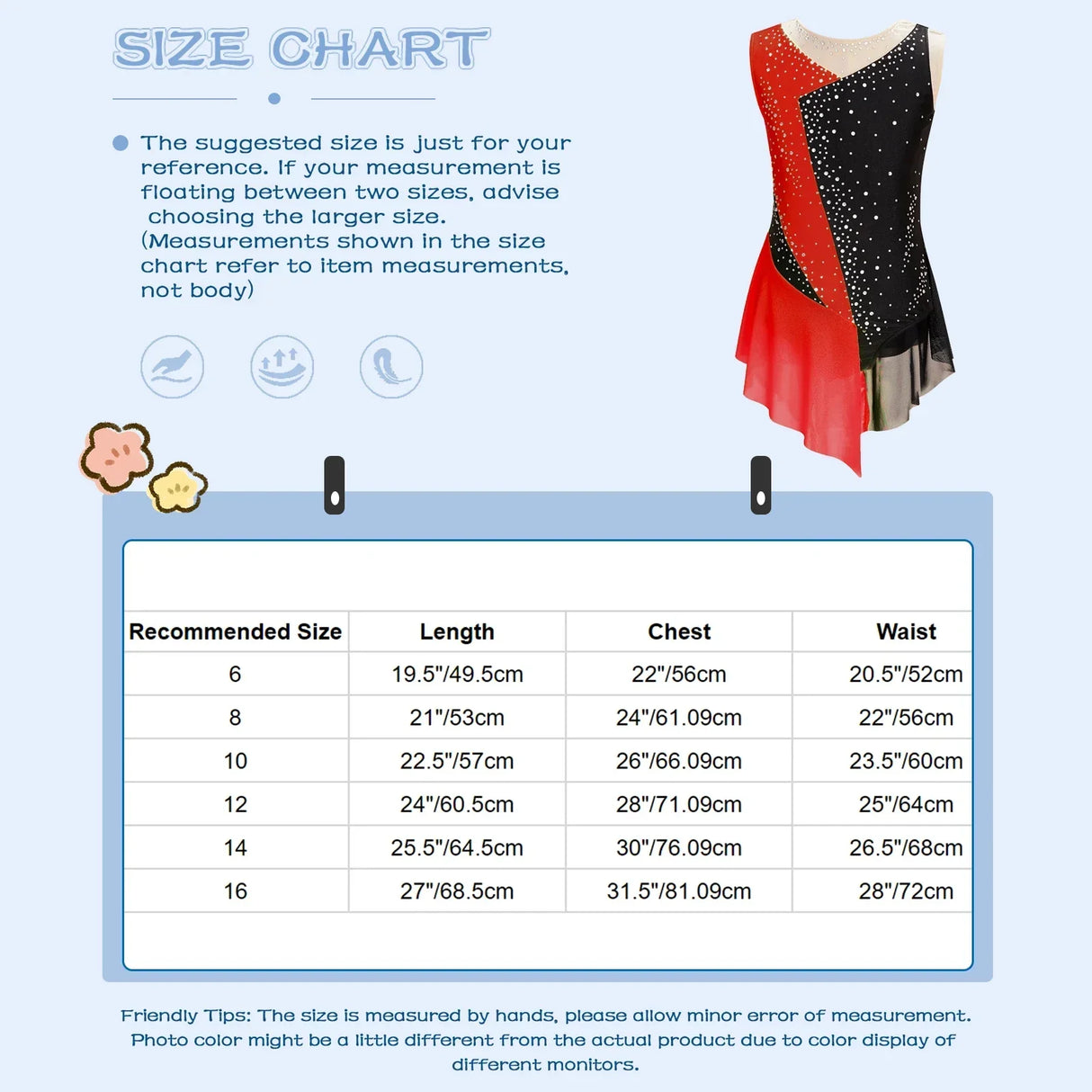 Kids Girls Figure Skating Dress Shiny Rhinestone Sheer