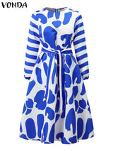 Vonda Women Elegant Party Dress Autumn Long