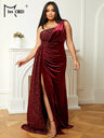 Missord Wine Sequin Evening Dresses Women Elegant One