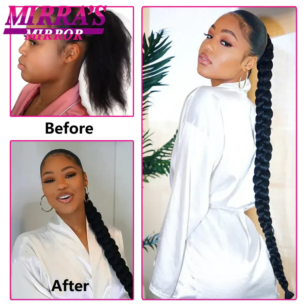Long Diy Braided Ponytail Extension With Hair Tie