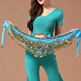 Multi-Colored Belly Dance Belt - Silk Scarf with Crystal Accents