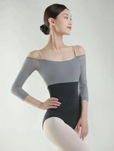 Sexy Three-Quarter Off-Shoulder Sleeves Ballet Leotards For Women