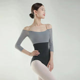 Sexy Three-Quarter Off-Shoulder Sleeves Ballet Leotards For Women