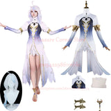 Furina Focalors Hydro Archon Cosplay Costume Wig Shoes