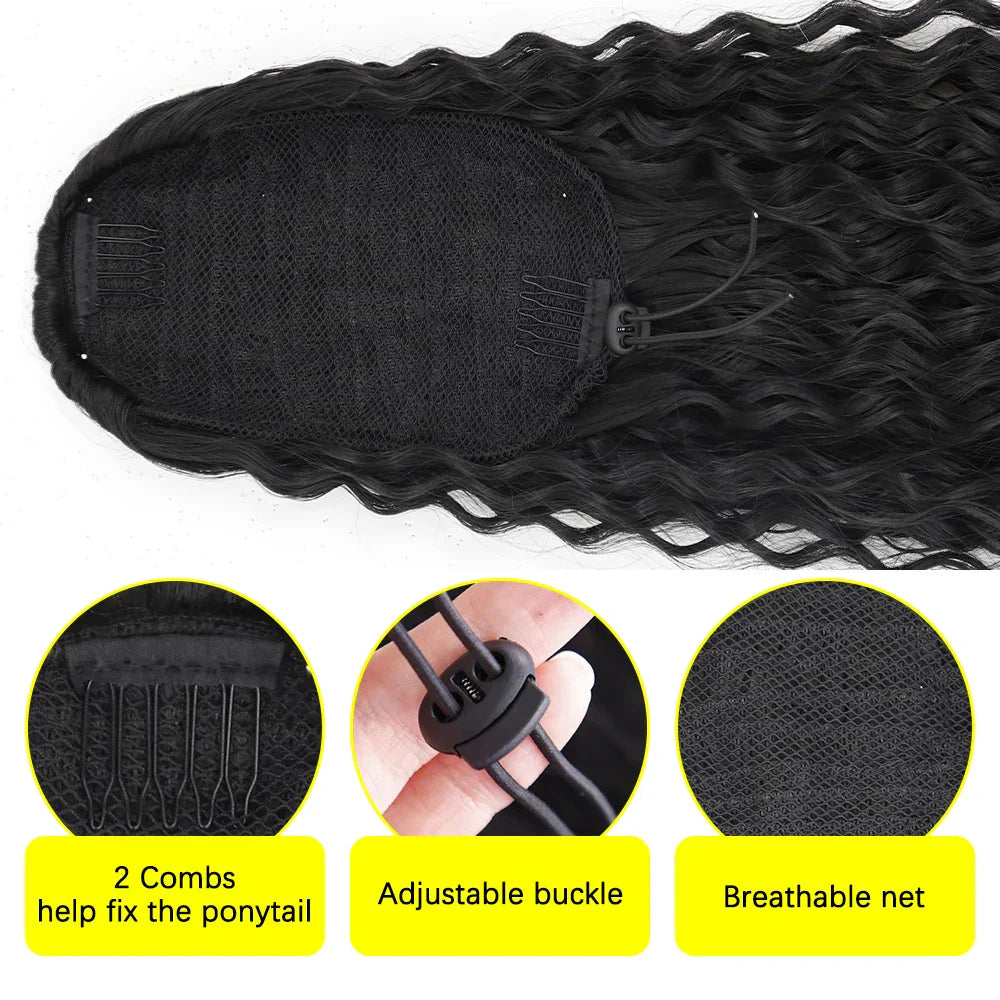 Synthetic Curly Ponytail Extensions Clip In Drawstring Ponytail