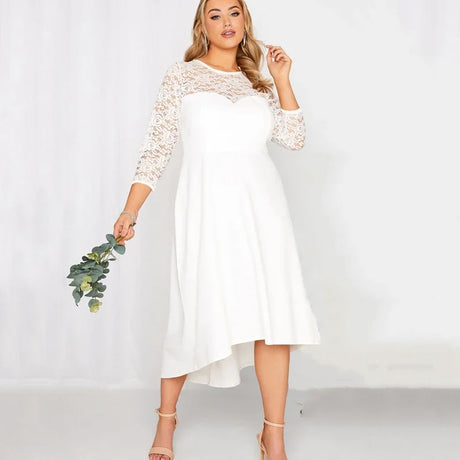 Lace Sleeve Spring Autumn Elegant Party Dress