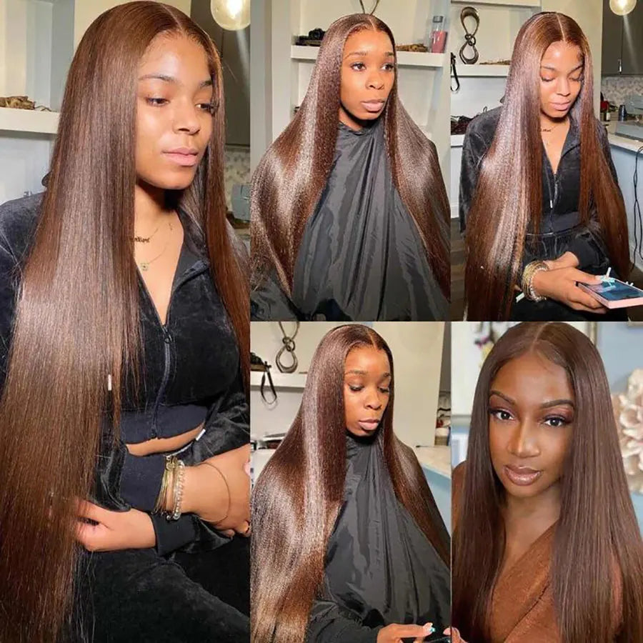 Glueless Chocolate Brown Straight 13X6 Hd Lace Front