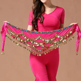Multi-Colored Belly Dance Belt - Silk Scarf with Crystal Accents