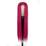 Peach Long Straight Red Pink Natural Hairline Wig