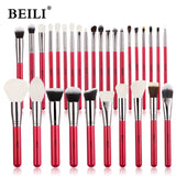 Beili Red Eye Makeup Brushes Professional Natural
