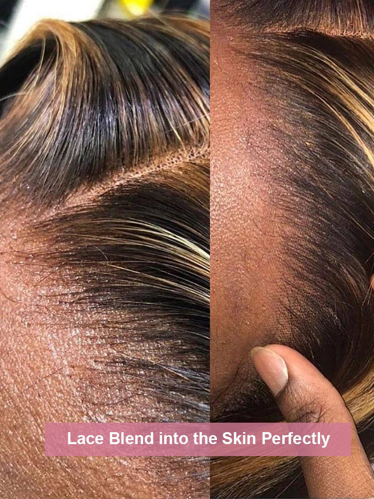 Highlight Wig Human Hair Brazilian Brown Colored 13X4