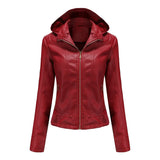 Women'S Moto Biker Zipper Jacket Hooded Faux Fur