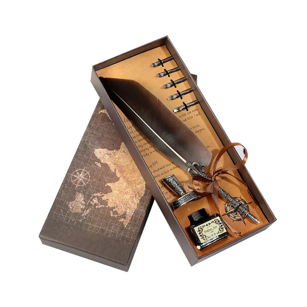 Retro Feather Pen Writing Ink