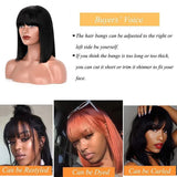 Straight Bob Wig With Bangs Natural Short Straight