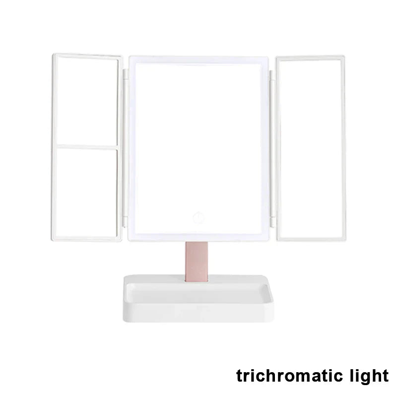 Led Light Vanity Mirror Magnifying Cosmetic Folding