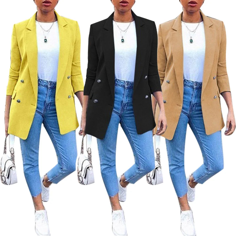New Autumn Winter Women Blazer Coat Long-Sleeved Suit