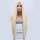 Peach Long Straight Red Pink Natural Hairline Wig