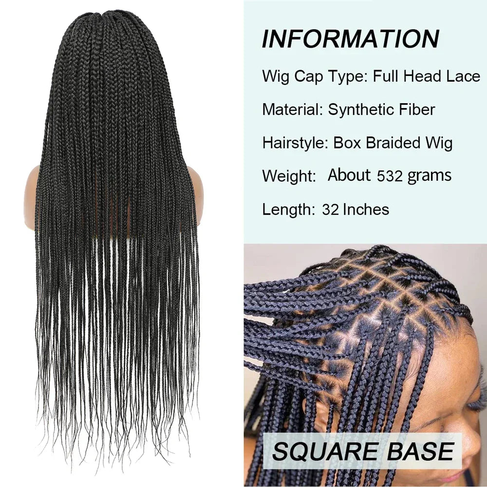 Full Lace Front Box Braided Synthetic Wigs