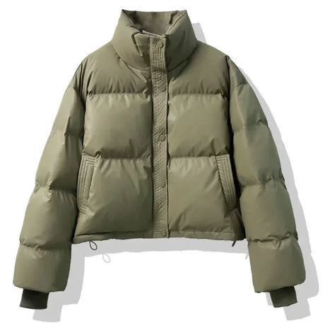 Short American Style Pu Leather Down Padded Jacket