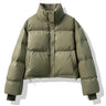 Short American Style Pu Leather Down Padded Jacket