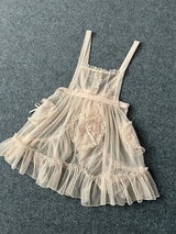 Sweet Lolita Apron Sheer Cover Up Dress W.