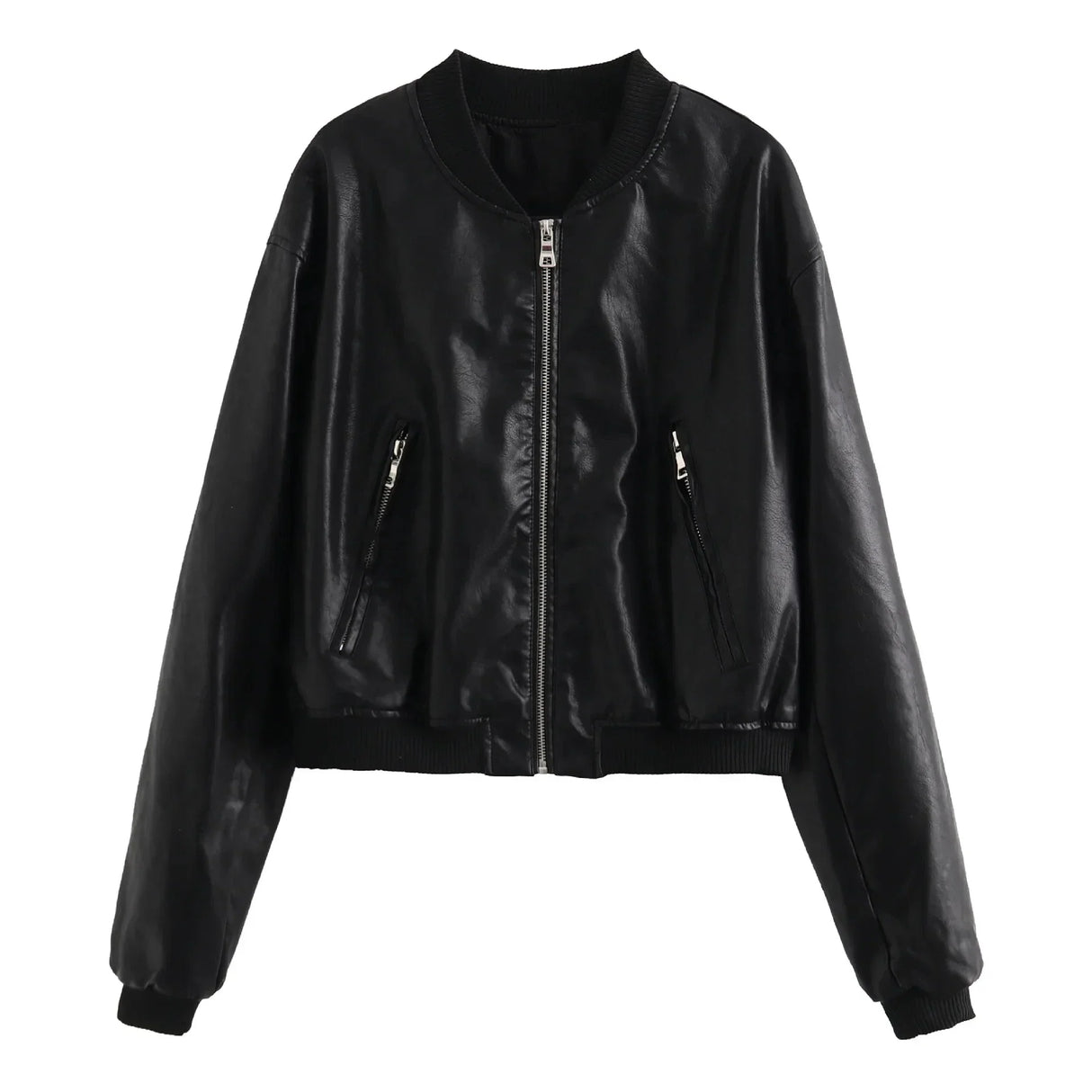 Traf Zr Woman Faux Fur Coat Zipper Leather
