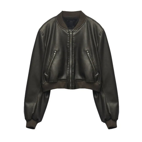 Traf Zr Woman Faux Fur Coat Zipper Leather
