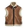 Trafza Winter Fur Vest Women Faux Sheepskin Fur
