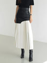 Twotwinstyle Casual Patchwork Pu Skirt For Women High
