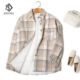 Thick Velvet Plaid Shirts Women Winter Warm Blouses