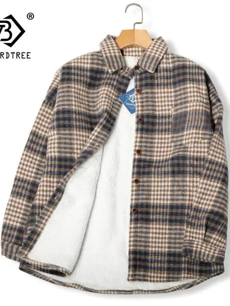 Thick Velvet Plaid Shirts Women Winter Warm Blouses