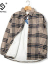 Thick Velvet Plaid Shirts Women Winter Warm Blouses