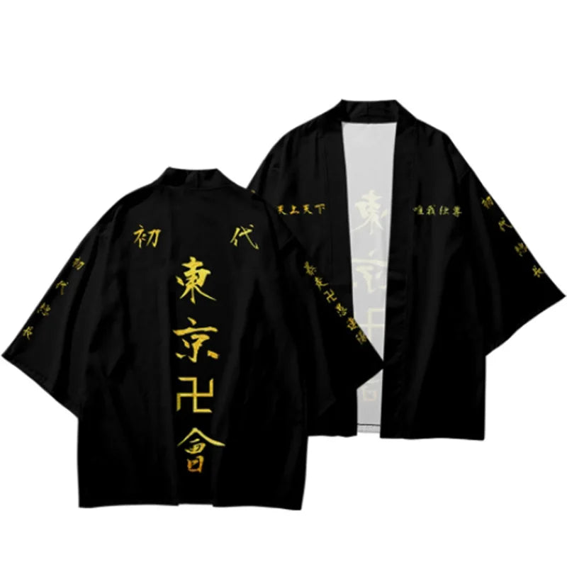 Tokyo Revengers Cosplay Cloak Anime Black White Top