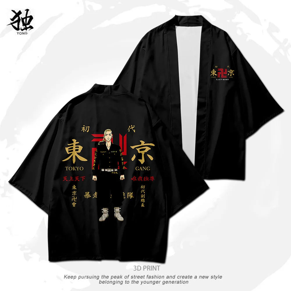 Tokyo Revengers Cosplay Cloak Anime Black White Top