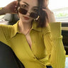 Vintage Luxury Knitted Cardigan Long Sleeve Tops Slim
