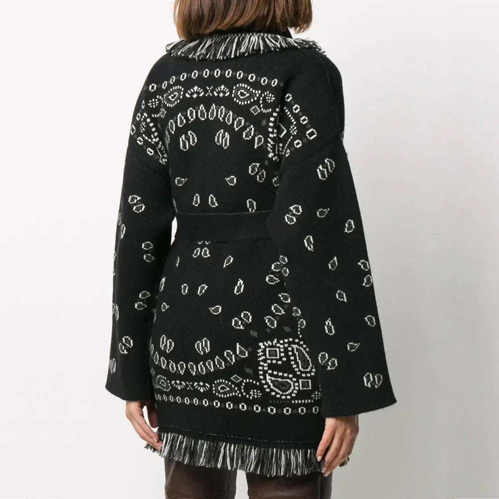 High Quality Jacquard Cardigan Sweater Women Wool
