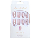 Wearable Silver Stripes Yk False Nails Long Almond