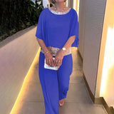 Women Piece Sets Chiffon Bat Short Sleeve Tops
