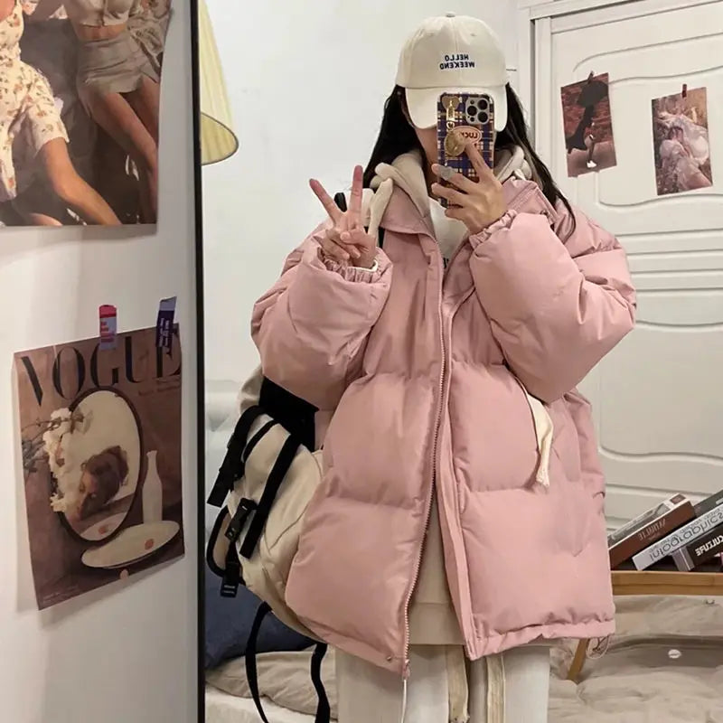 Women Blue Down Clothes Warm Fake Two Hooded