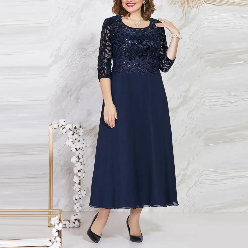 Women Dress O-Neck Half Sleeve Waist Tight Dress