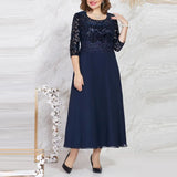 Women Dress O-Neck Half Sleeve Waist Tight Dress