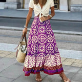 Women Maxi Skirt Vintage Lady Skirt Large Hem