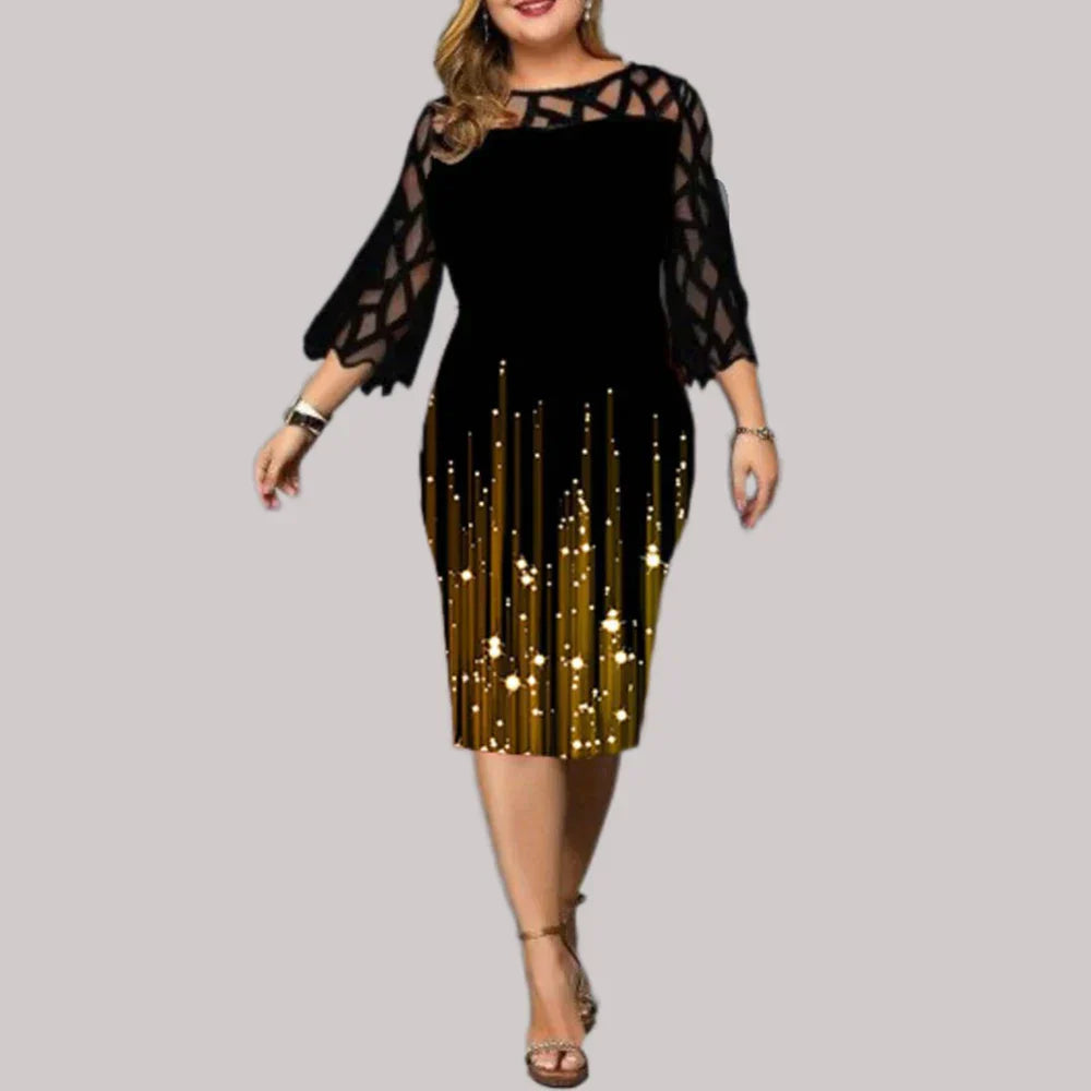 Women Dress Hollow Out Lace Stitching Slim Hips
