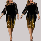 Women Dress Hollow Out Lace Stitching Slim Hips