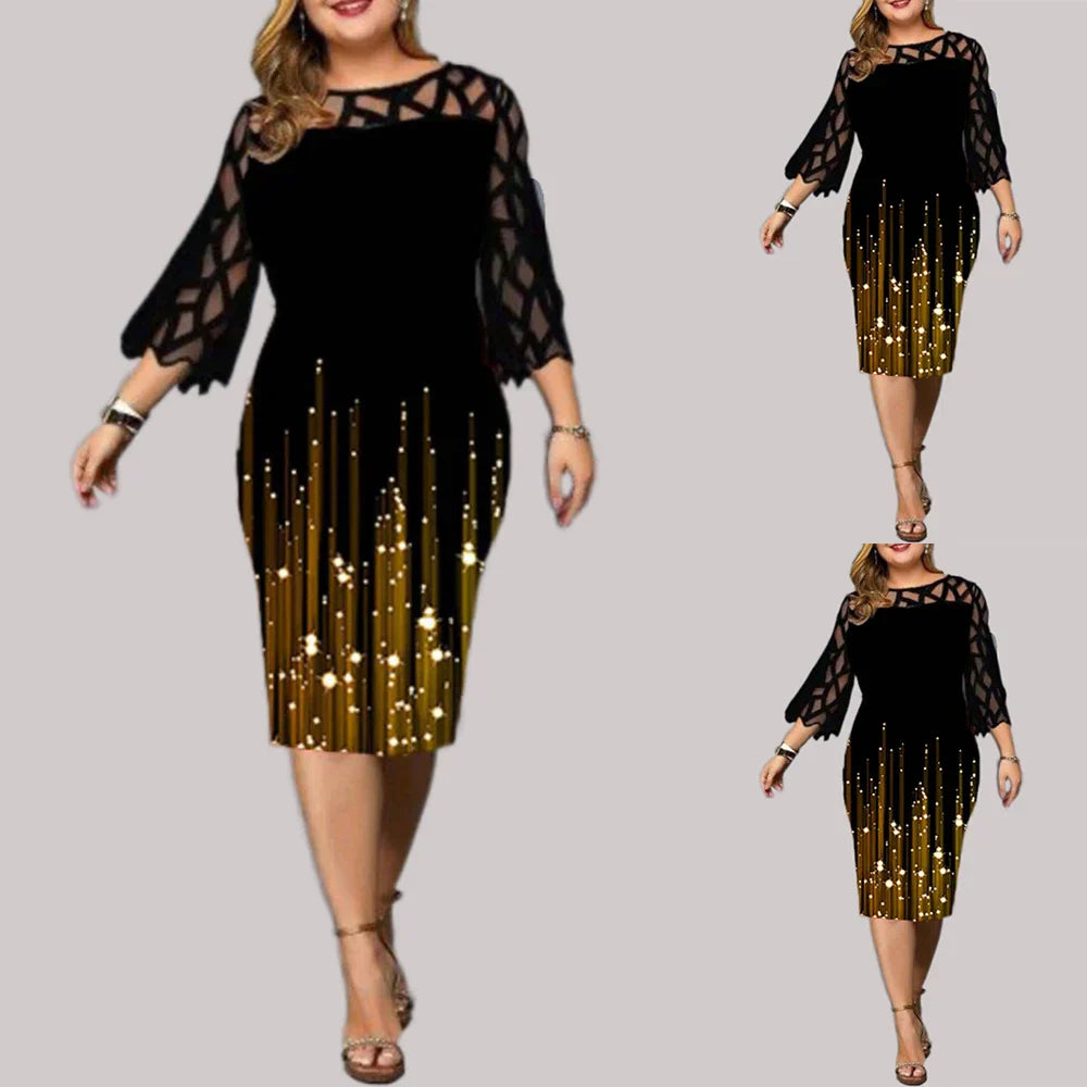 Women Dress Hollow Out Lace Stitching Slim Hips