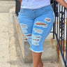Women Plus Street Fringe Ripped Stretch Skinny Black
