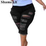 Women Plus Street Fringe Ripped Stretch Skinny Black