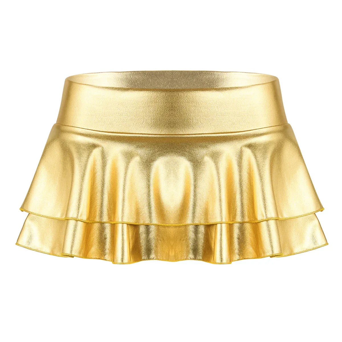 Women Shiny Metallic Low Rise Ruffled Pole Dance