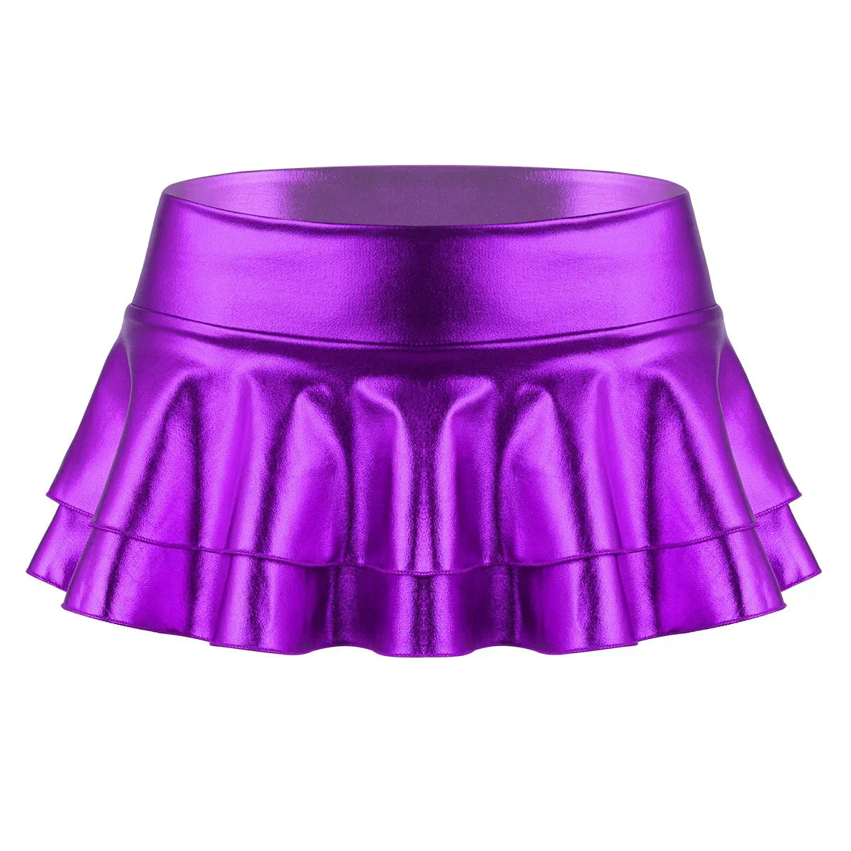 Women Shiny Metallic Low Rise Ruffled Pole Dance